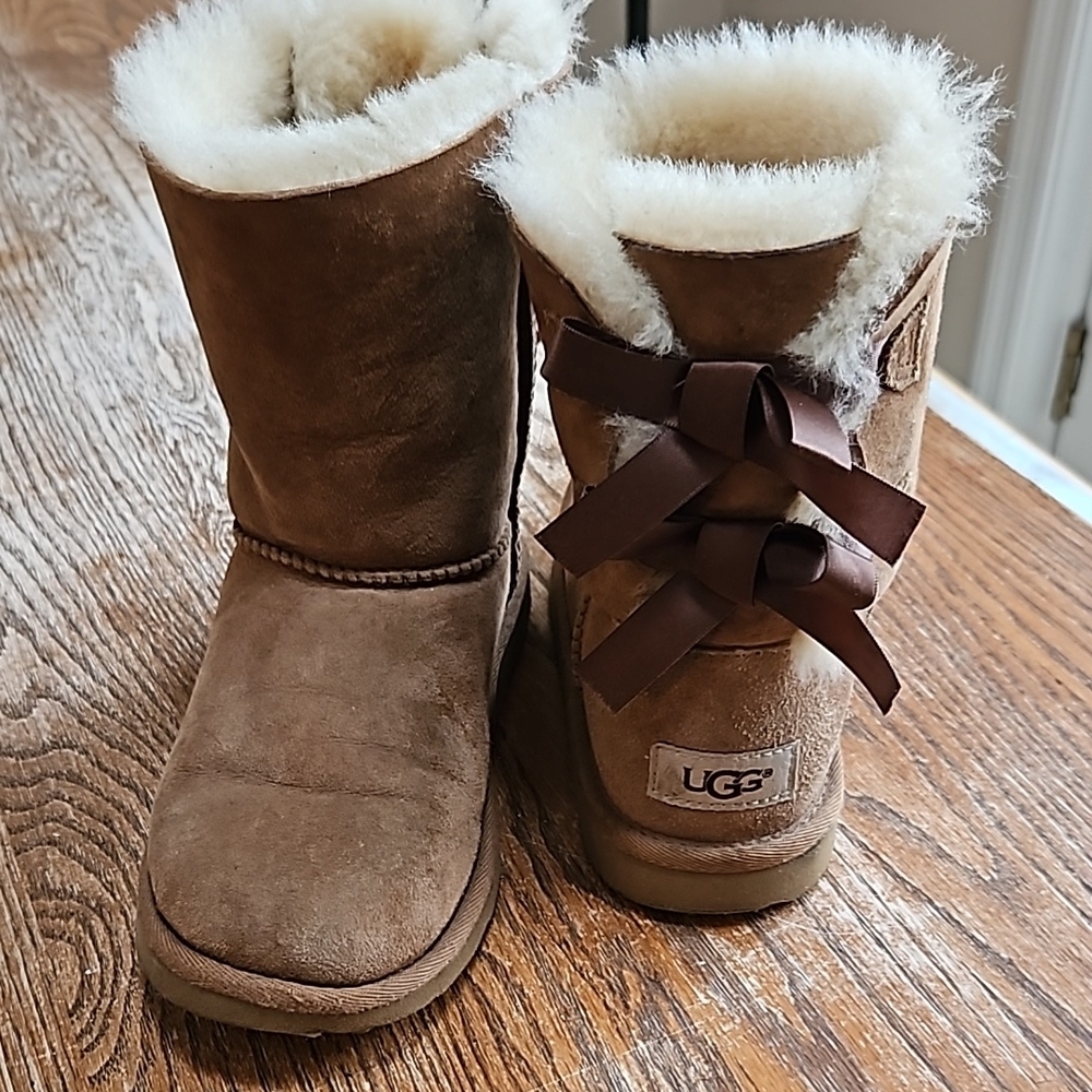 UGG Brown Shearling Boots with Bows